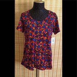 Lularoe NWT classic T sz small Flowered womens top pink blue white orange